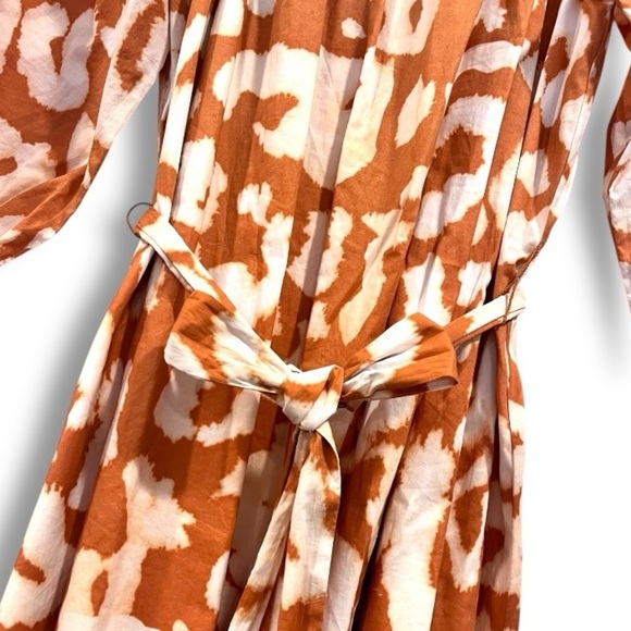 Elizabeth & James Uptown Dayglow Cotton Orange and White Abstract Tie Dye Dress - Picture 8 of 11